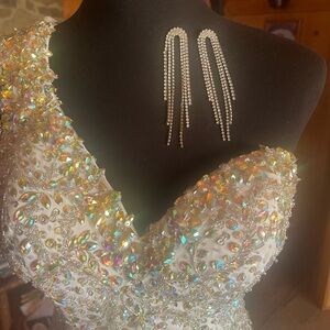 dangle earrings that match perfectly with Ritzee Original gown.